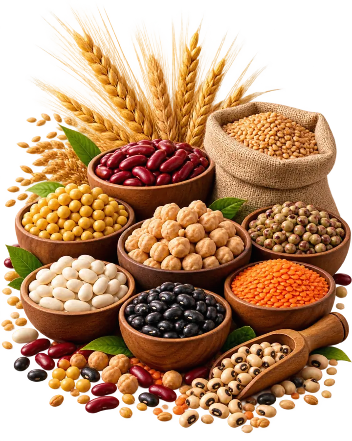 Assorted cereals, beans, chickpeas and lentils